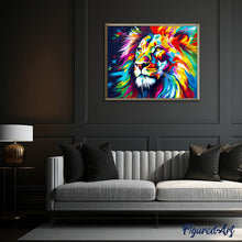 Afbeelding in Gallery-weergave laden, Diamond Painting - Kleurrijke Abstracte Leeuw 40x50cm reeds ingelijst