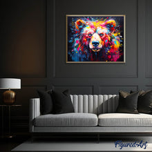 Afbeelding in Gallery-weergave laden, Diamond Painting - Kleurrijke Abstracte Beer 40x50cm reeds ingelijst