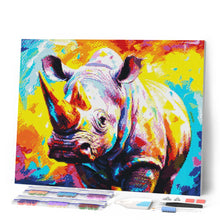 Afbeelding in Gallery-weergave laden, Diamond Painting - Kleurrijke Abstracte Neushoorn