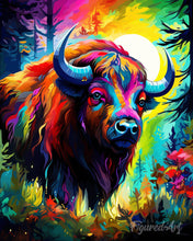 Afbeelding in Gallery-weergave laden, Diamond Painting - Kleurrijke Abstracte Bison 40x50cm reeds ingelijst