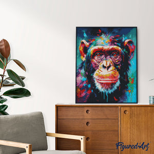 Diamond Painting - Kleurrijke Abstracte Chimpansee