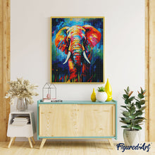 Afbeelding in Gallery-weergave laden, Diamond Painting - Kleurrijke Abstracte Olifant 40x50cm reeds ingelijst