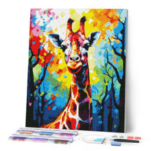 Afbeelding in Gallery-weergave laden, Diamond Painting - Kleurrijke Abstracte Giraf 40x50cm reeds ingelijst