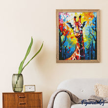 Afbeelding in Gallery-weergave laden, Diamond Painting - Kleurrijke Abstracte Giraf 40x50cm reeds ingelijst