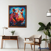 Afbeelding in Gallery-weergave laden, Diamond Painting - Kleurrijke Abstracte Nijlpaard 40x50cm reeds ingelijst