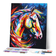 Afbeelding in Gallery-weergave laden, Diamond Painting - Kleurrijke Abstracte Paard 40x50cm reeds ingelijst