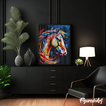 Afbeelding in Gallery-weergave laden, Diamond Painting - Kleurrijke Abstracte Paard 40x50cm reeds ingelijst