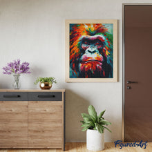 Afbeelding in Gallery-weergave laden, Diamond Painting - Kleurrijke Abstracte Orang-oetan 40x50cm reeds ingelijst