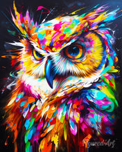 Afbeelding in Gallery-weergave laden, Diamond Painting - Kleurrijke Abstracte Uil 40x50cm reeds ingelijst