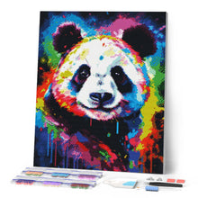 Afbeelding in Gallery-weergave laden, Diamond Painting - Kleurrijke Abstracte Panda 40x50cm reeds ingelijst