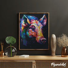 Afbeelding in Gallery-weergave laden, Diamond Painting - Kleurrijke Abstracte Wilde Zwijn 40x50cm reeds ingelijst