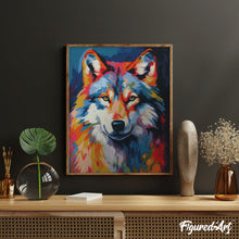 Afbeelding in Gallery-weergave laden, Diamond Painting - Kleurrijke Abstracte Wolf 40x50cm reeds ingelijst