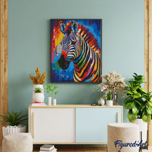 Afbeelding in Gallery-weergave laden, Diamond Painting - Kleurrijke Abstracte Zebra 40x50cm reeds ingelijst