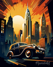 Afbeelding in Gallery-weergave laden, Diamond Painting - Art Deco Auto in New York reeds ingelijst