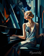 Afbeelding in Gallery-weergave laden, Diamond Painting - Art Deco Vrouw aan een Piano