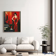 Afbeelding in Gallery-weergave laden, Diamond Painting - Art Deco Vrouw met haar Hond