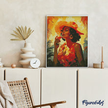Afbeelding in Gallery-weergave laden, Diamond Painting - Art Deco Vrouw met een Glas reeds ingelijst