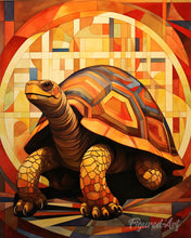 Afbeelding in Gallery-weergave laden, Diamond Painting - Schildpad Art Deco reeds ingelijst