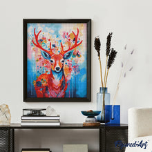 Afbeelding in Gallery-weergave laden, Diamond Painting - Kleurrijke Hert in Bloei reeds ingelijst