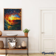 Afbeelding in Gallery-weergave laden, Diamond Painting - De Golf en Zonsondergang reeds ingelijst