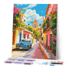 Afbeelding in Gallery-weergave laden, Diamond Painting - Klassieke Auto in Mexico-Stad reeds ingelijst