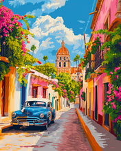 Afbeelding in Gallery-weergave laden, Diamond Painting - Klassieke Auto in Mexico-Stad reeds ingelijst