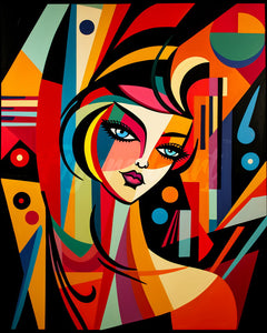 Diamond Painting - Picasso Stijl Abstracte Vrouw reeds ingelijst