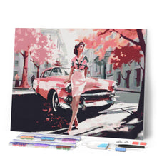 Afbeelding in Gallery-weergave laden, Diamond Painting - Dame en Roze Klassieke Auto