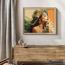 Afbeelding in Gallery-weergave laden, Diamond Painting - Vrouw in Afrikaanse Tulband reeds ingelijst