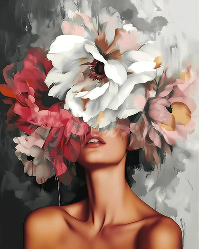 Diamond Painting - Schoonheid achter Bloemen reeds ingelijst