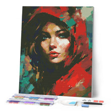 Afbeelding in Gallery-weergave laden, Diamond Painting - Vrouw in Rode Sjaal