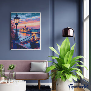 Diamond Painting - Boedapest bij Schemering reeds ingelijst