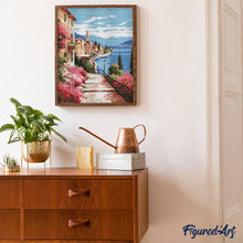 Afbeelding in Gallery-weergave laden, Diamond Painting - Meer van Como in Bloei reeds ingelijst