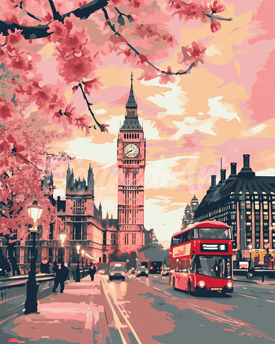 Diamond Painting - Londen in Bloei reeds ingelijst