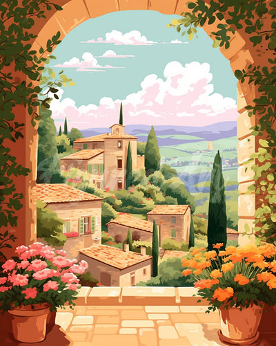 Diamond Painting - Toscane in Bloei reeds ingelijst
