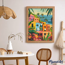 Afbeelding in Gallery-weergave laden, Diamond Painting - Marokkaanse kuststad reeds ingelijst