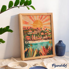 Afbeelding in Gallery-weergave laden, Diamond Painting - Zonsopgang in Bali reeds ingelijst
