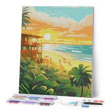 Afbeelding in Gallery-weergave laden, Diamond Painting - Strandclub bij zonsondergang reeds ingelijst