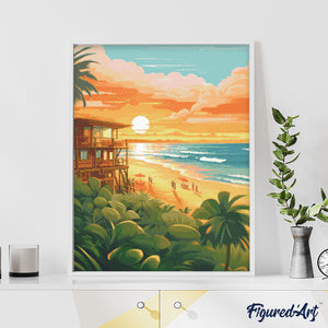 Diamond Painting - Strandclub bij zonsondergang