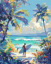 Afbeelding in Gallery-weergave laden, Diamond Painting - Zonnige stranddag reeds ingelijst