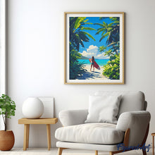 Afbeelding in Gallery-weergave laden, Diamond Painting - Tropisch surfparadijs reeds ingelijst