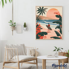 Afbeelding in Gallery-weergave laden, Diamond Painting - Avondgolven reeds ingelijst