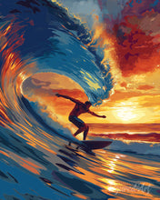 Afbeelding in Gallery-weergave laden, Diamond Painting - Golfsurfen reeds ingelijst