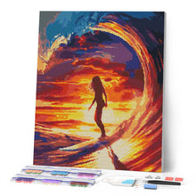 Afbeelding in Gallery-weergave laden, Diamond Painting - Surfer meisje en de grote golf