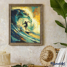 Afbeelding in Gallery-weergave laden, Diamond Painting - Professionele surfer reeds ingelijst
