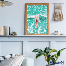Afbeelding in Gallery-weergave laden, Diamond Painting - Meisje tussen de golven reeds ingelijst