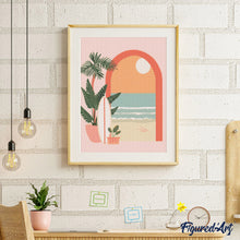 Afbeelding in Gallery-weergave laden, Diamond Painting - Boog naar de zee reeds ingelijst