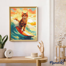 Afbeelding in Gallery-weergave laden, Diamond Painting - Surfende kat