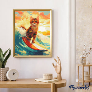 Diamond Painting - Surfende kat