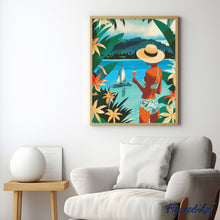 Afbeelding in Gallery-weergave laden, Diamond Painting - Dame en oceaan reeds ingelijst